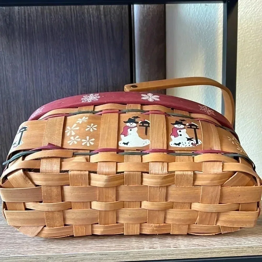 Primitive Snowman Basket Farmhouse Decor